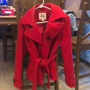 Red pea coat